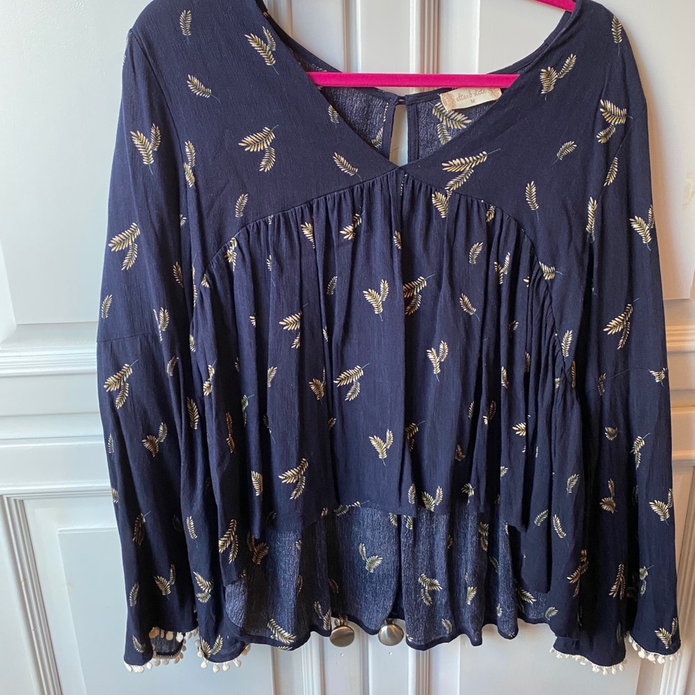 navy boho blouse